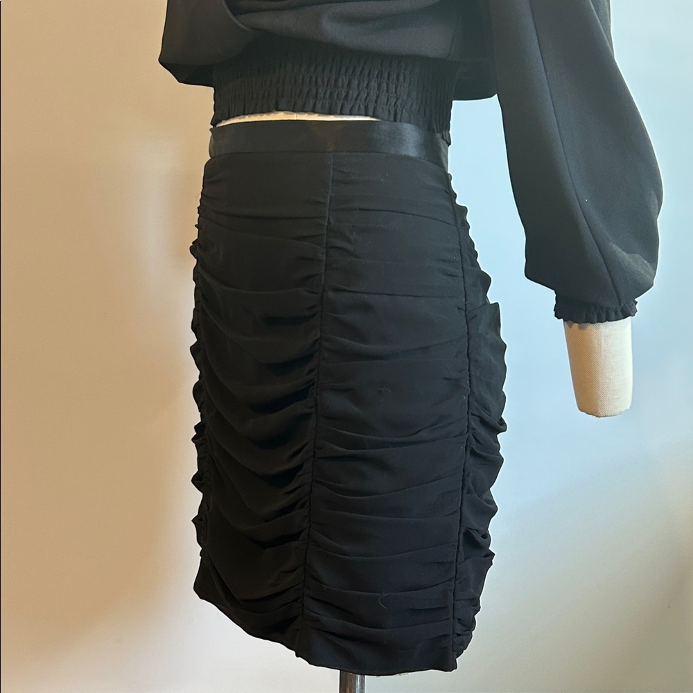 H&M Elegant Black Gathered Pencil Skirt size 10